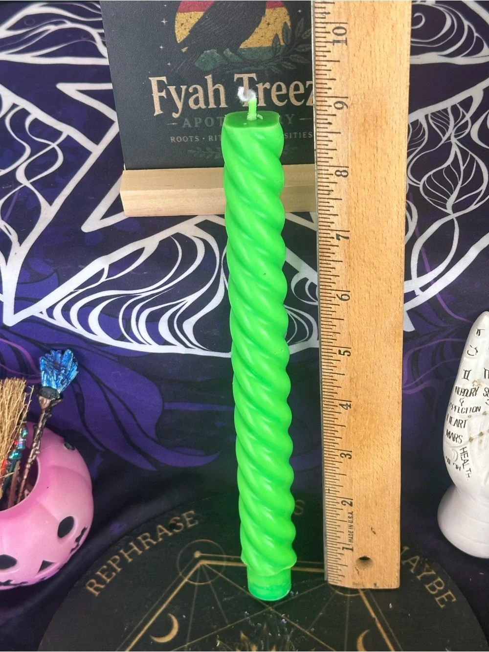 Bright Green Spiral Taper Candle
